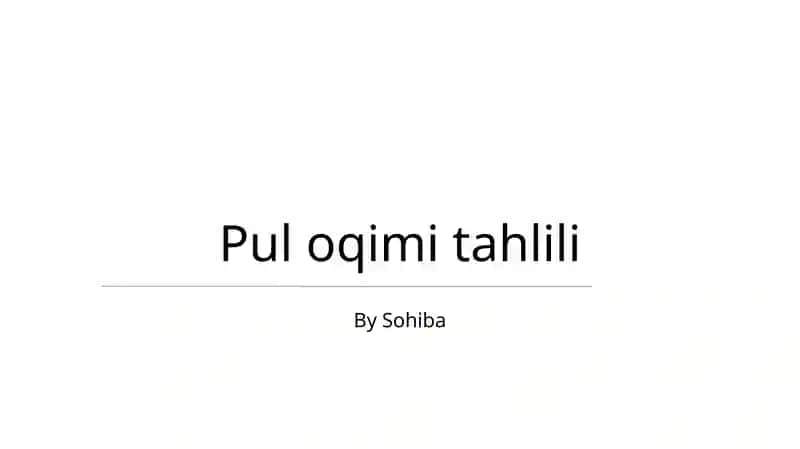 Pul oqimi tahlili