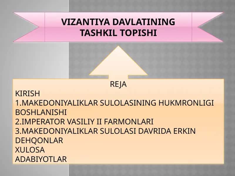 VIZANTIYA DAVLATINING TASHKIL TOPISHI 1