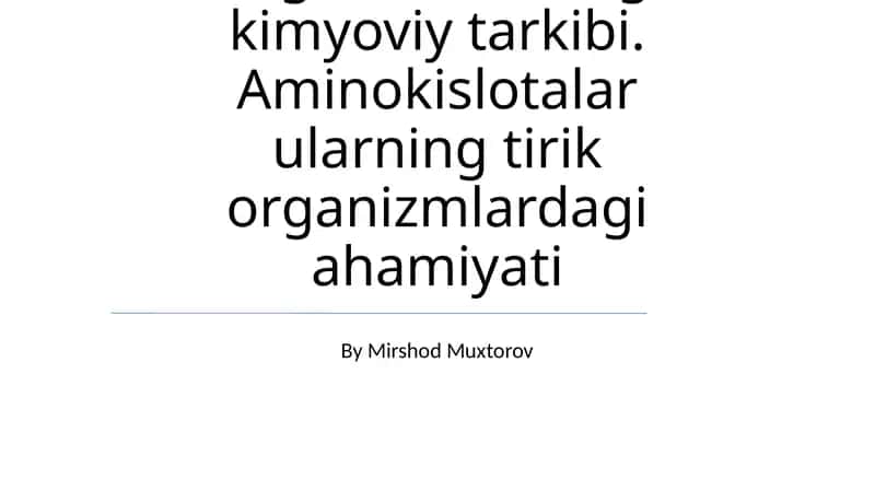 Tirik organizmlarning kimyoviy tarkibi 1