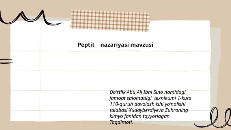 Peptit nazariyasi mavzusi 1