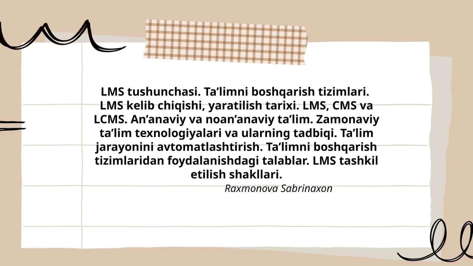 LMS tushunchasi. Ta’limni boshqarish tizimlari 1