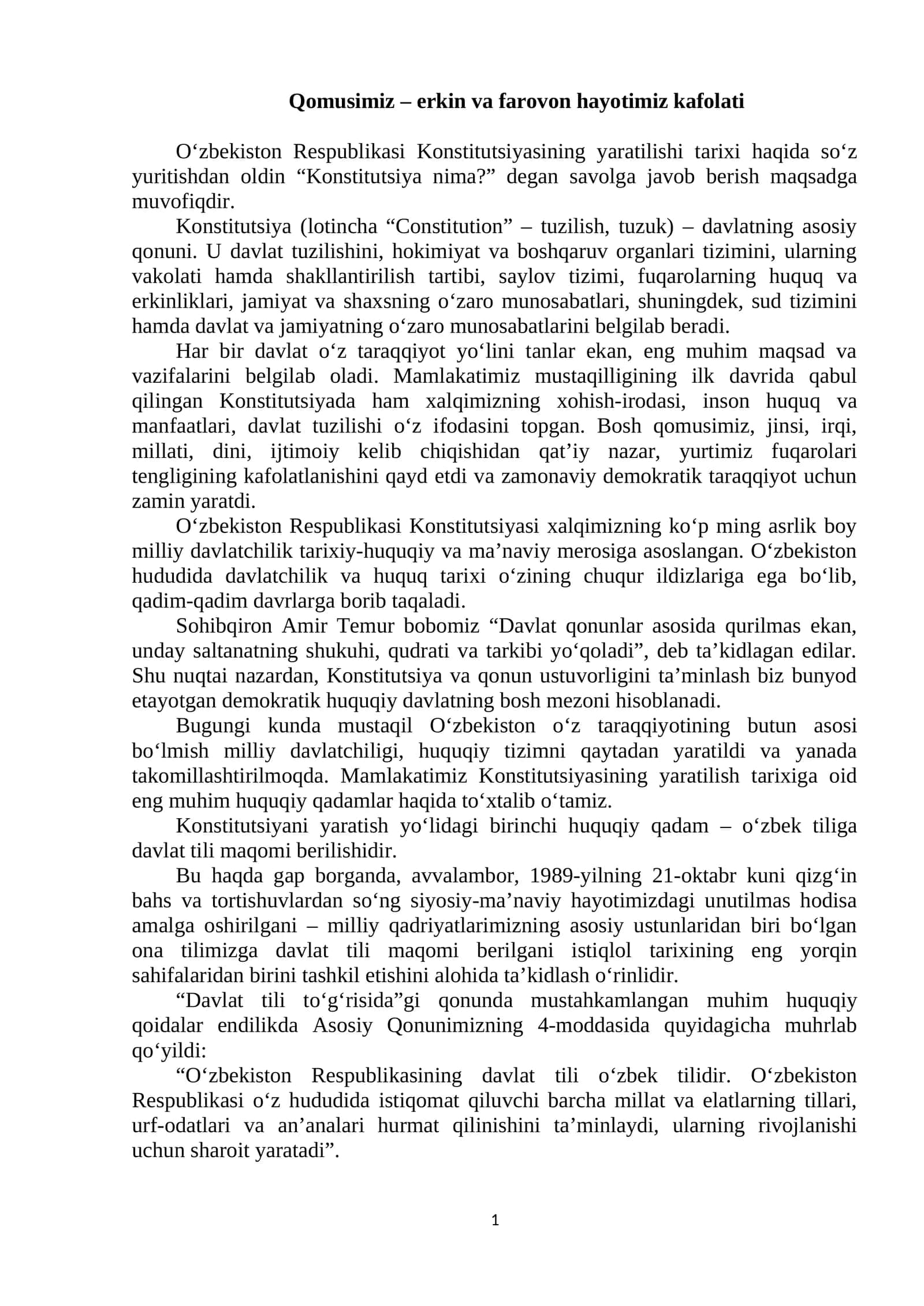 Konstitutsiya (Constitution) 1