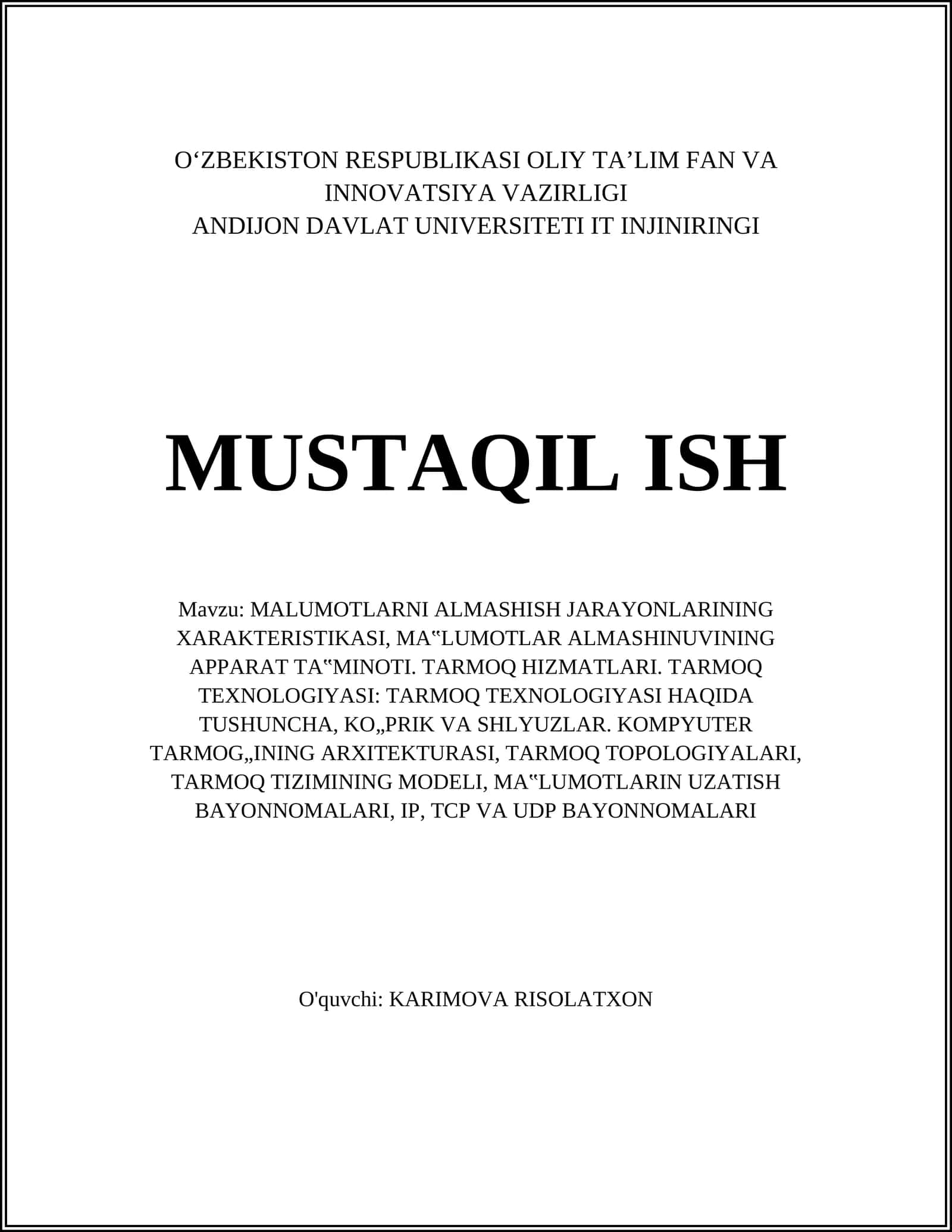 MALUMOTLARNI ALMASHISH JARAYONLARINING XARAKTERISTIKASI 1