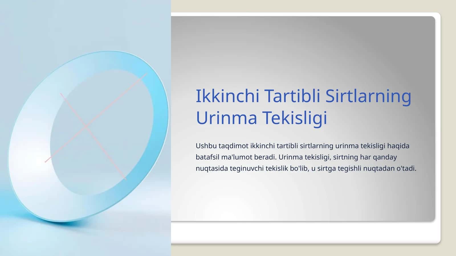 Ikkinchi Tartibli Sirtlarning Urinma Tekisligi 1