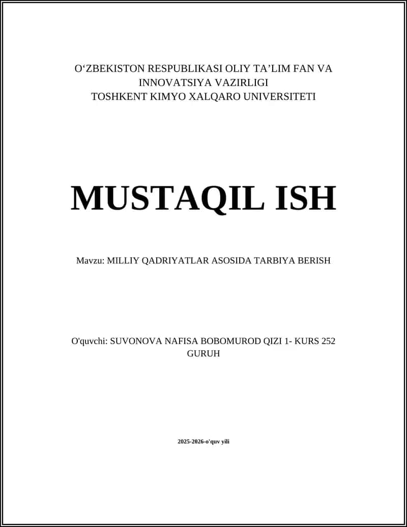 MILLIY QADRIYATLAR ASOSIDA TARBIYA BERISH 1
