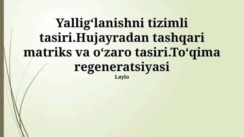 ECM regeneratsiyasi va hujayralar 1