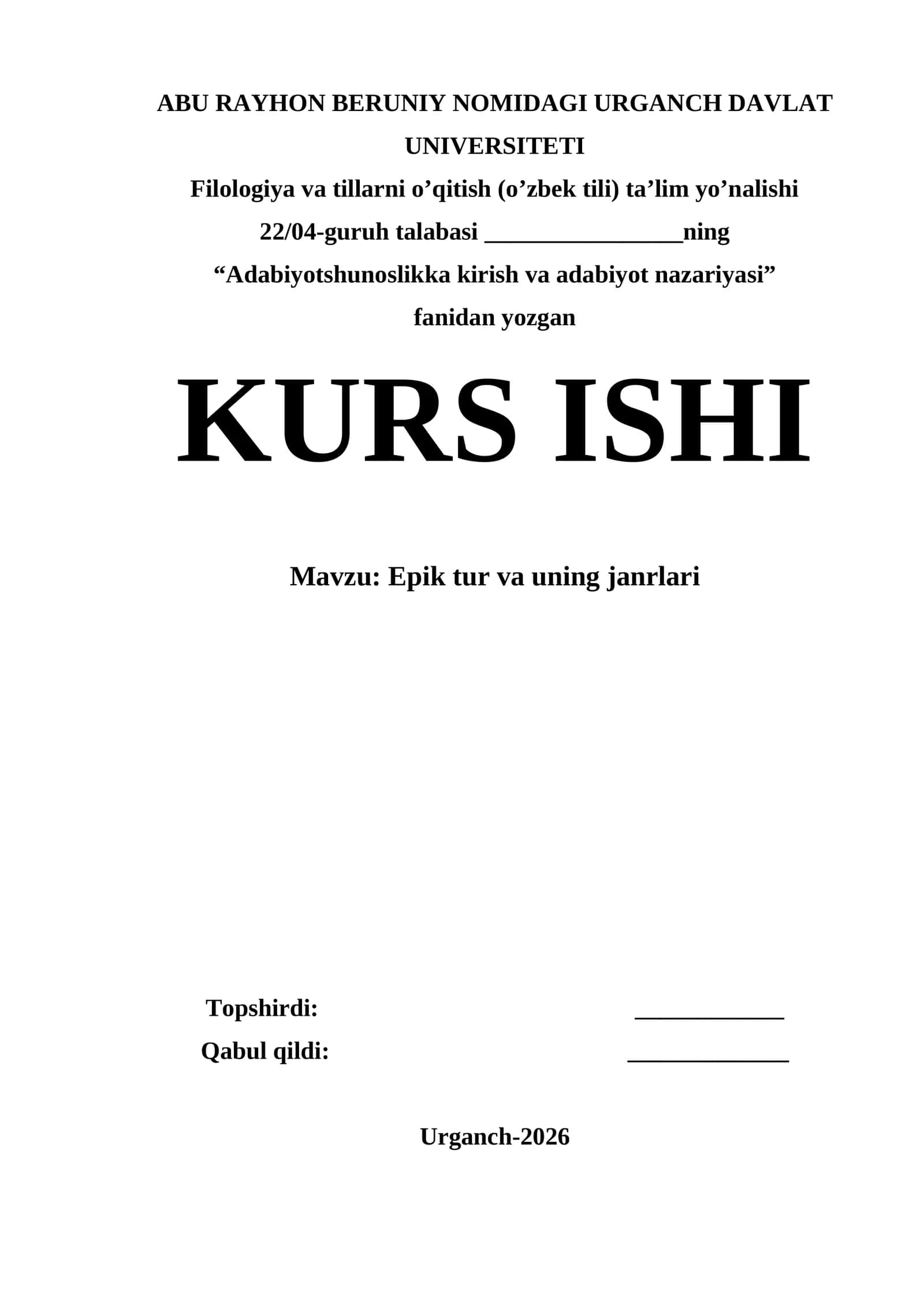Epik tur va uning janrlari 1