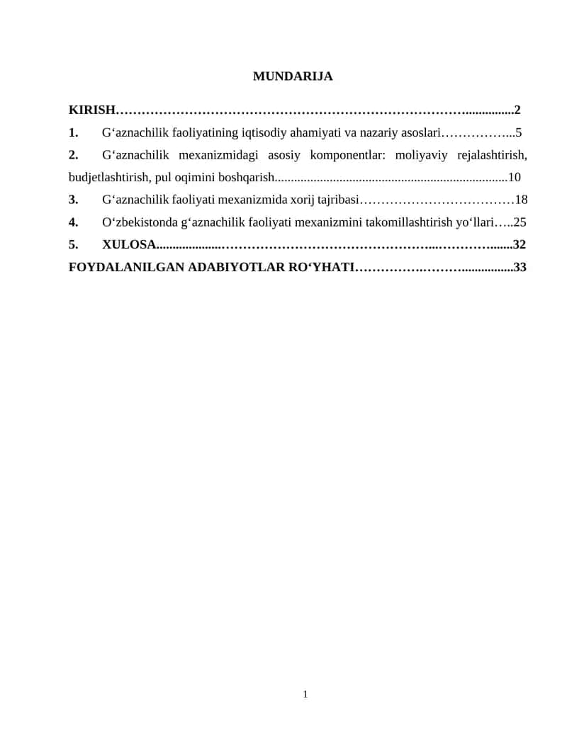 G'aznachilik faoliyati mexanizmi 1