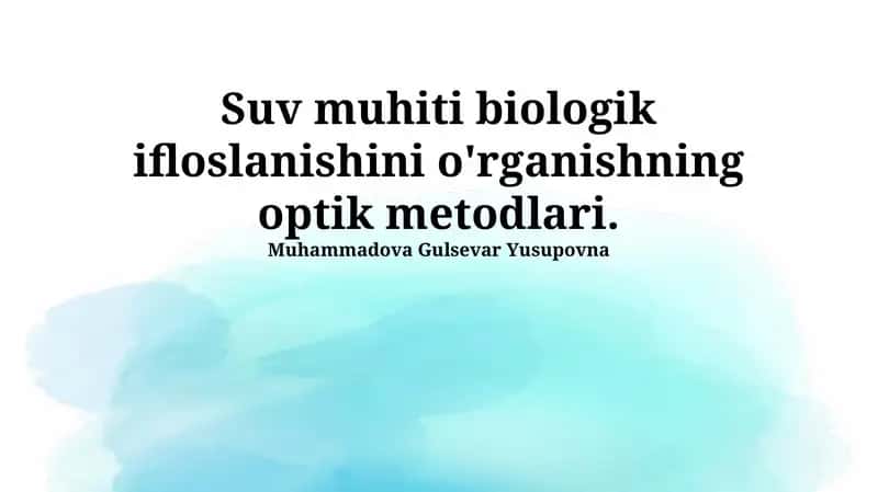 Optik spektroskopiya va mikroskopiya usullari 1