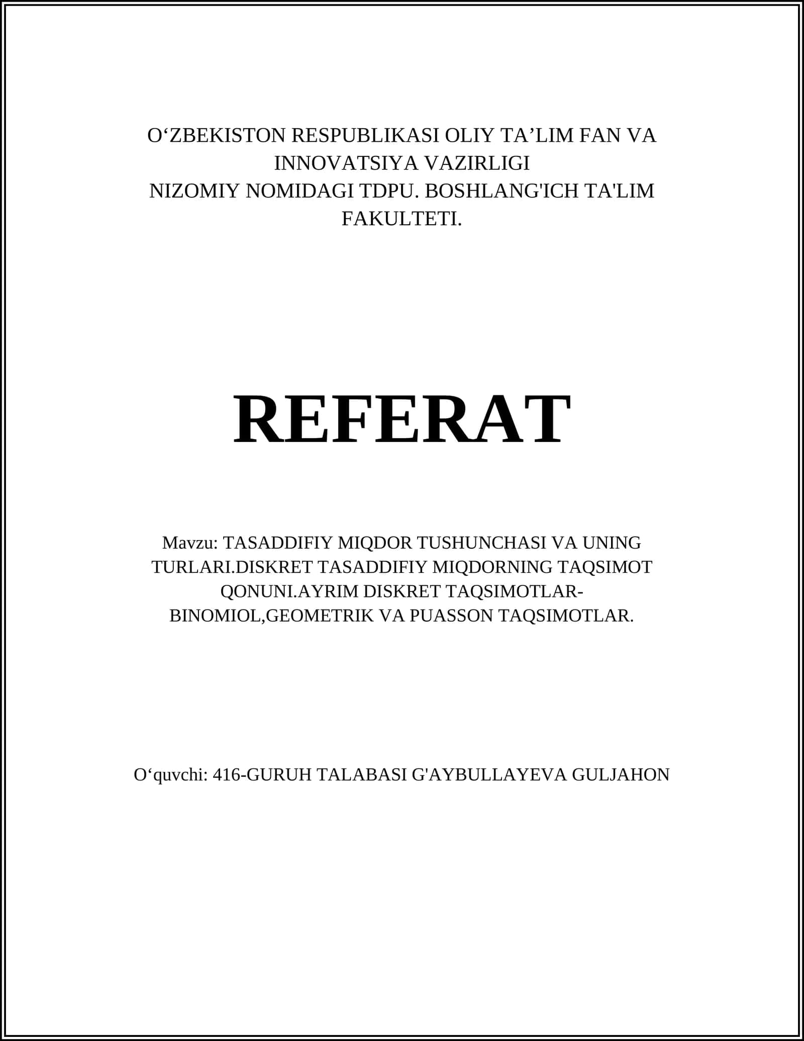 TASADDIFIY MIQDOR TUSHUNCHASI VA UNING TURLARI 1