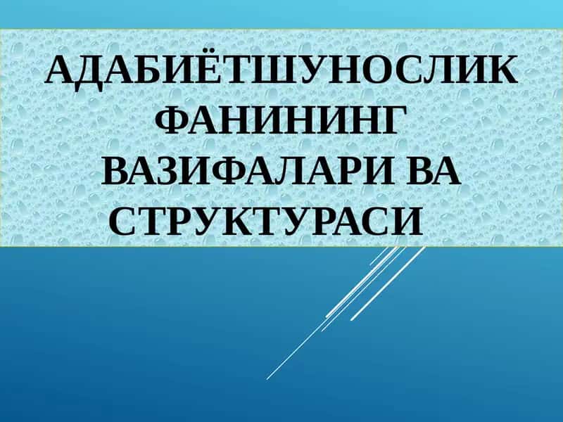 Адабиётшунослик фанининг вазифалари ва структураси 1