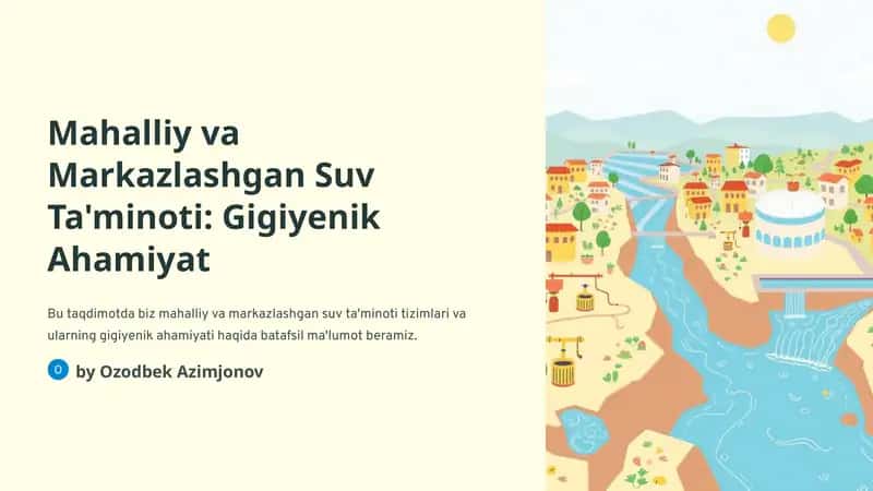 Mahalliy va Markazlashgan Suv Ta'minoti: Gigiyenik Ahamiyat 1