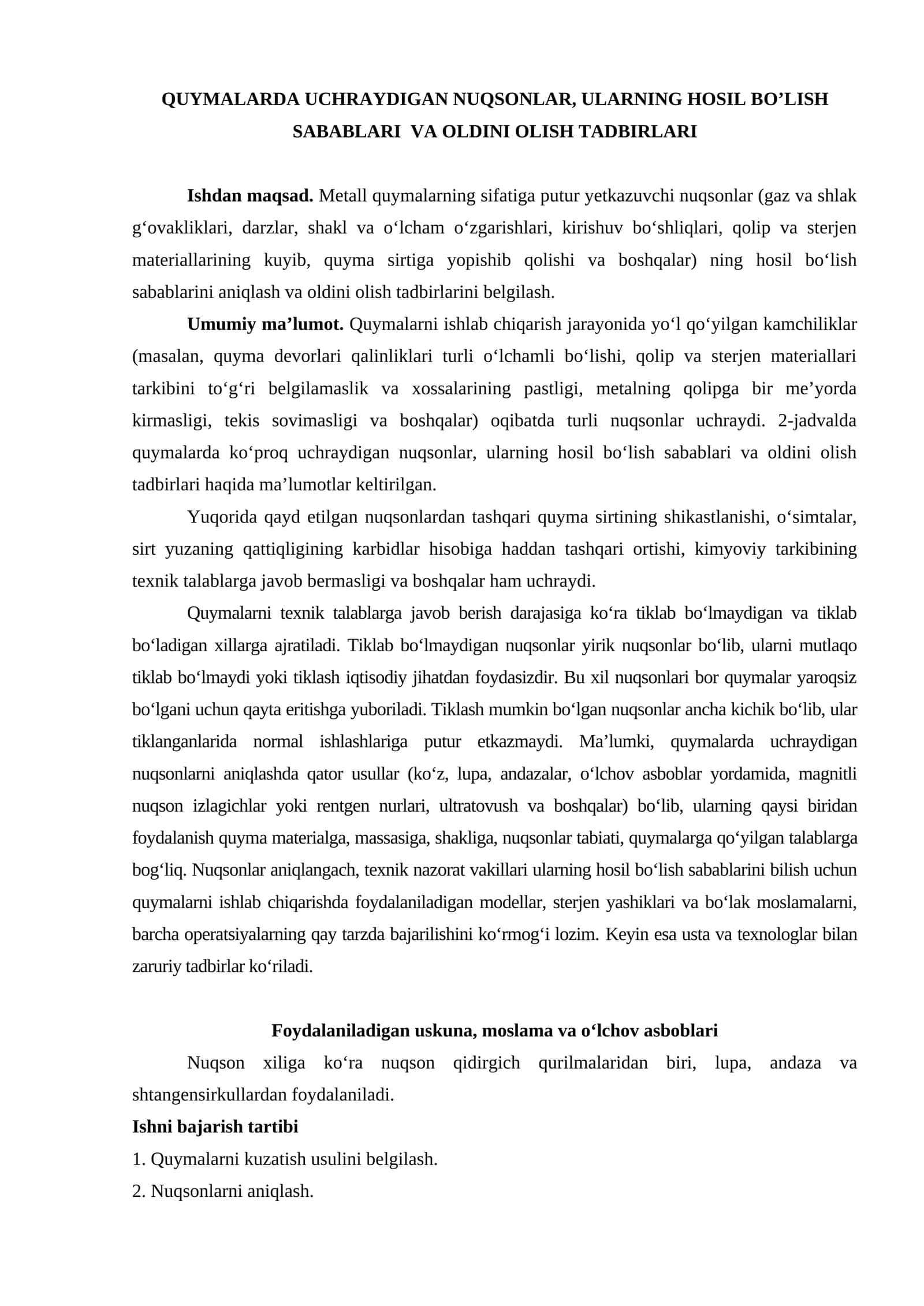 Quymalarning nuqsonlari va oldini olish 1