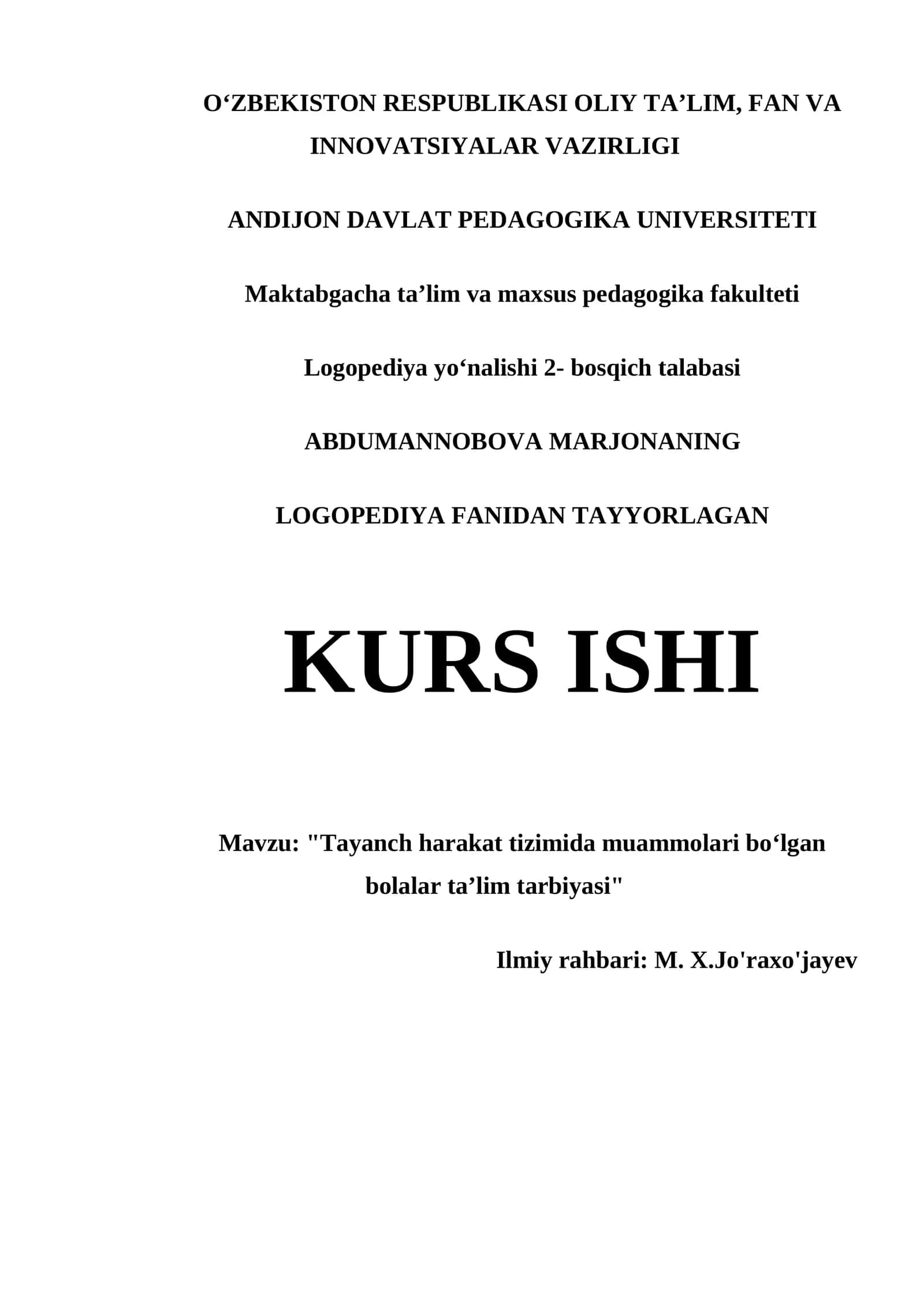 Tayanch harakat tizimida muammolari boʻlgan bolalar taʼlim tarbiyasi 1