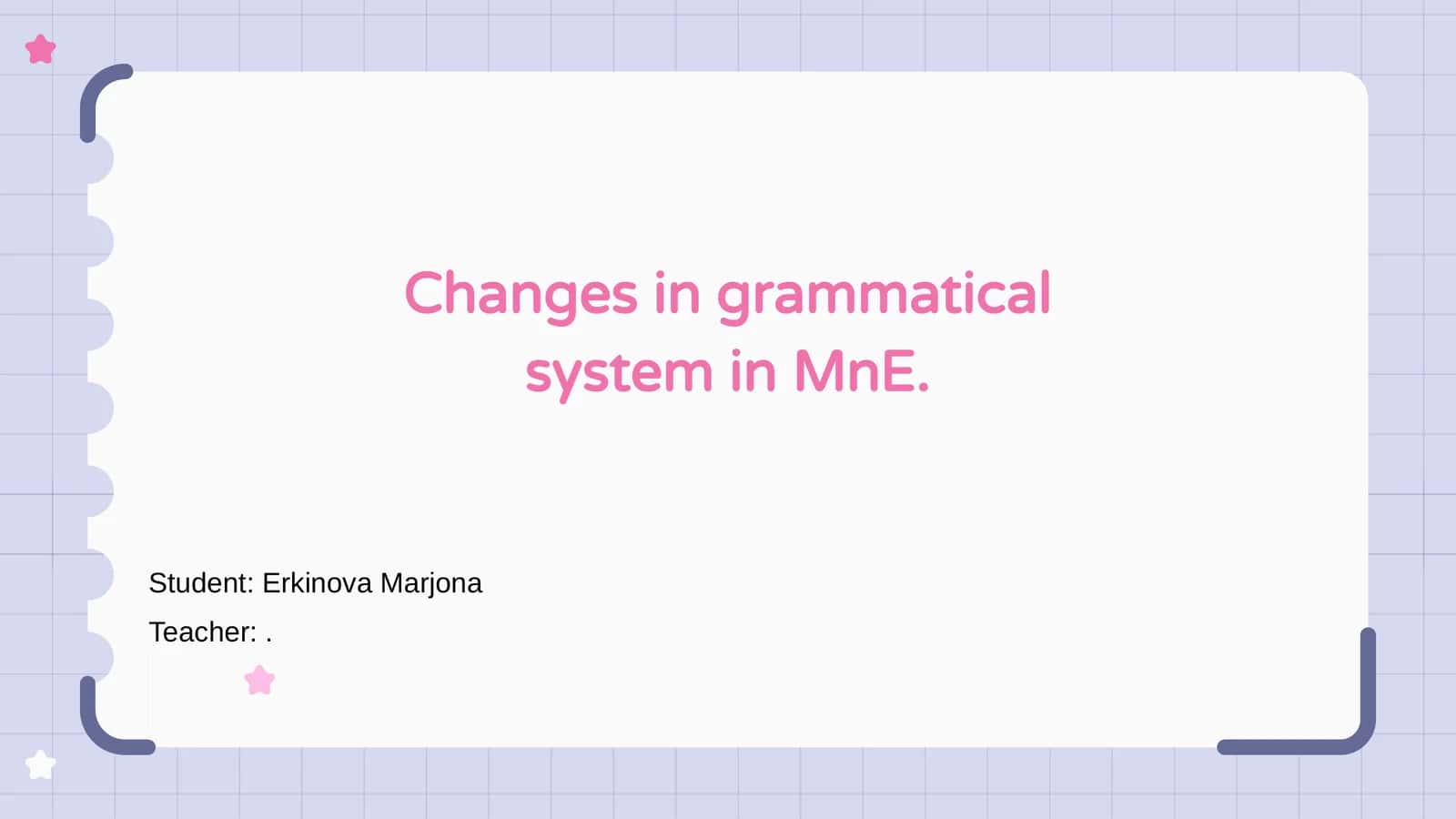 Changes in grammatical system in MnE 1