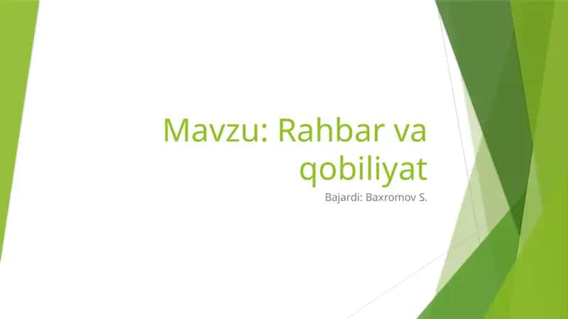 Rahbar va qobiliyat 1