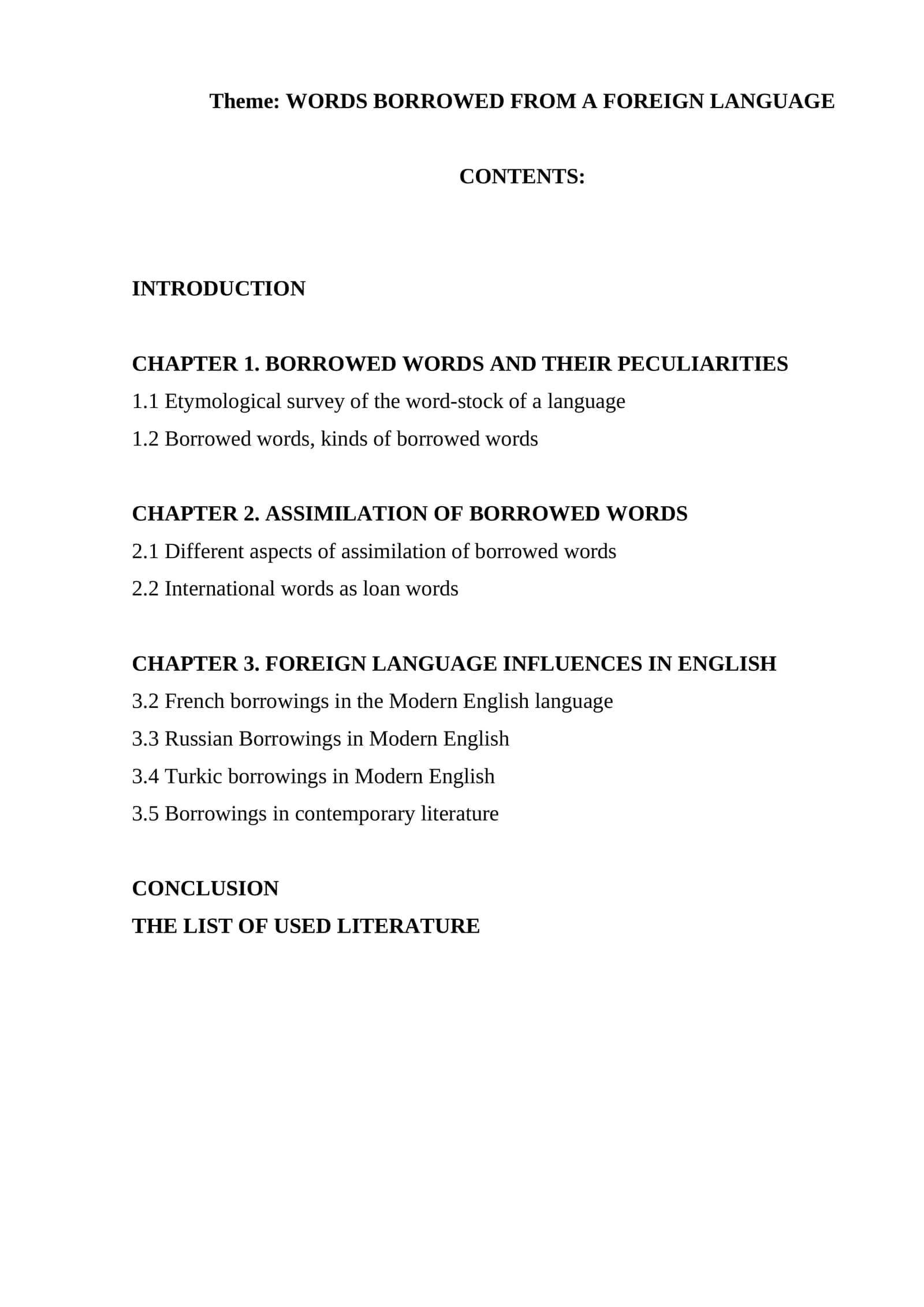 WORDS BORROWED FROM A FOREIGN LANGUAGE 1