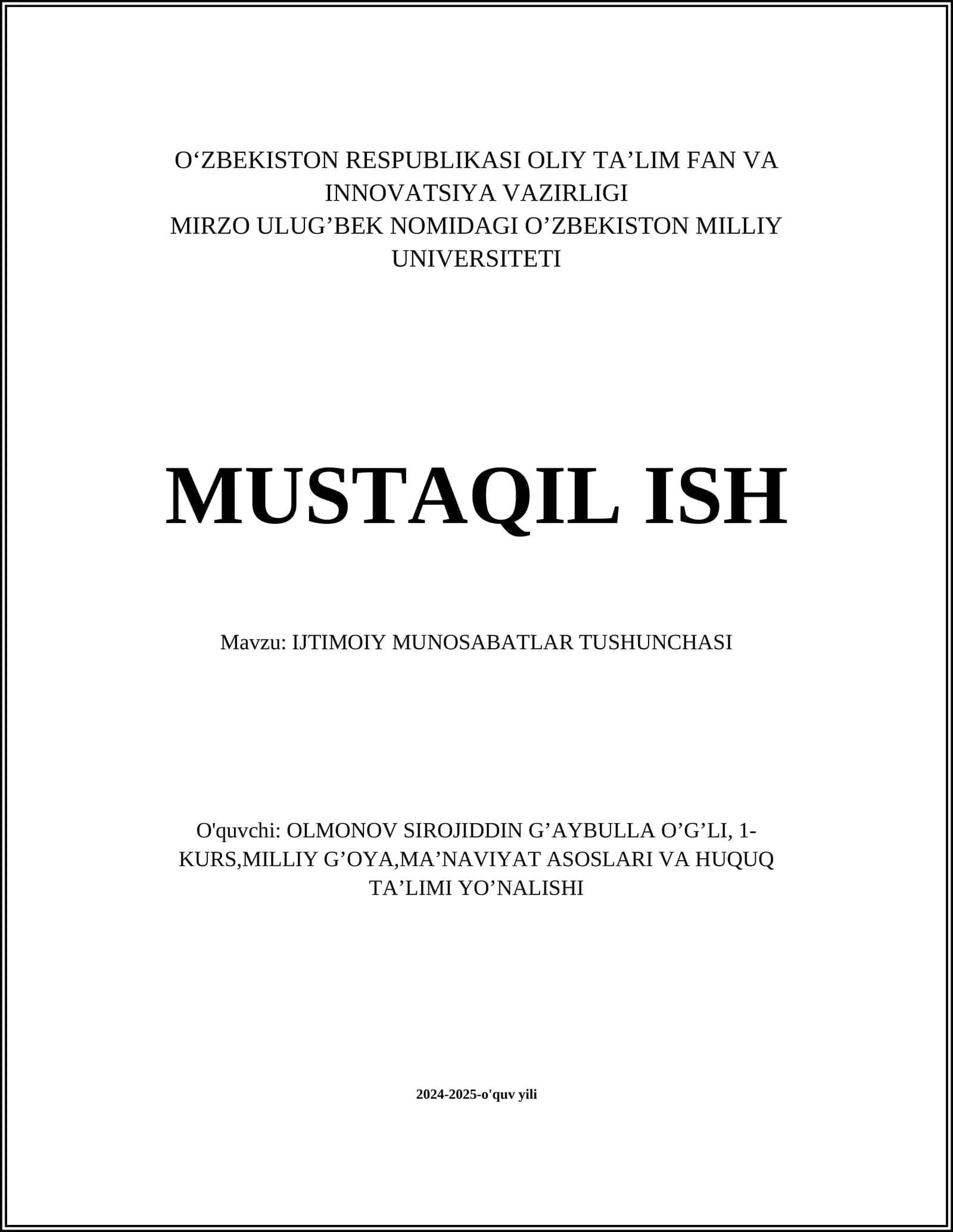 IJTIMOIY MUNOSABATLAR TUSHUNCHASI 1