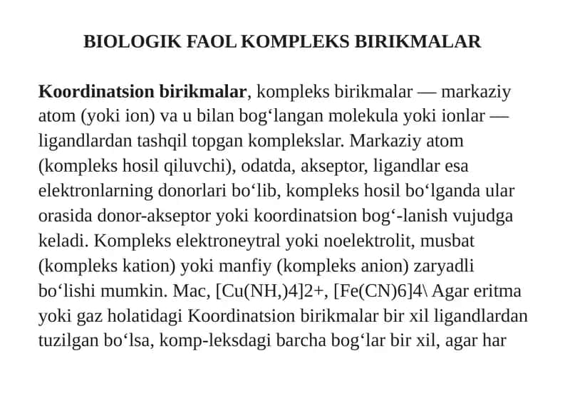BIOLOGIK FAOL KOMPLEKS BIRIKMALAR 1