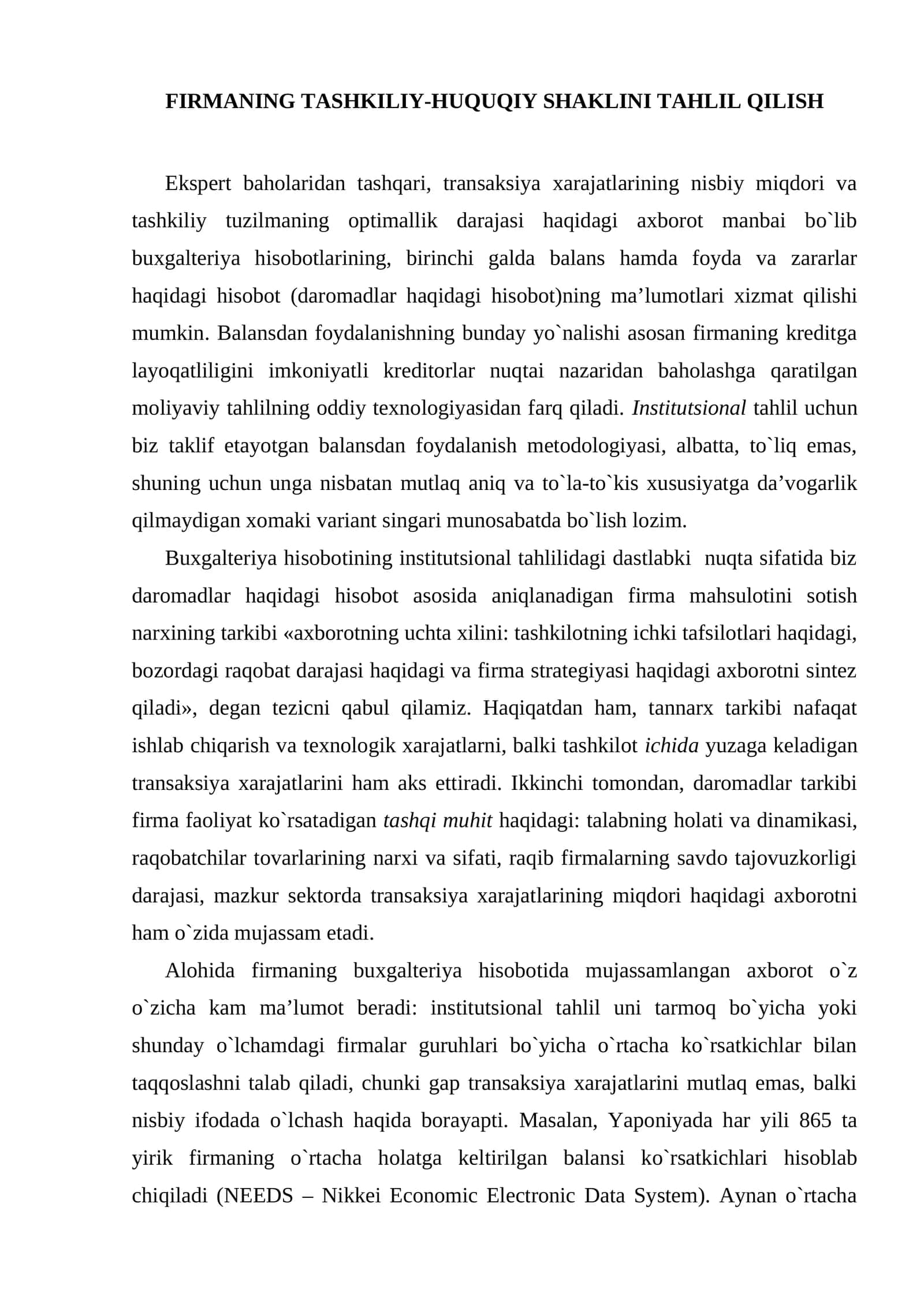 FIRMANING TASHKILIY-HUQUQIY SHAKLINI TAHLIL QILISH 1