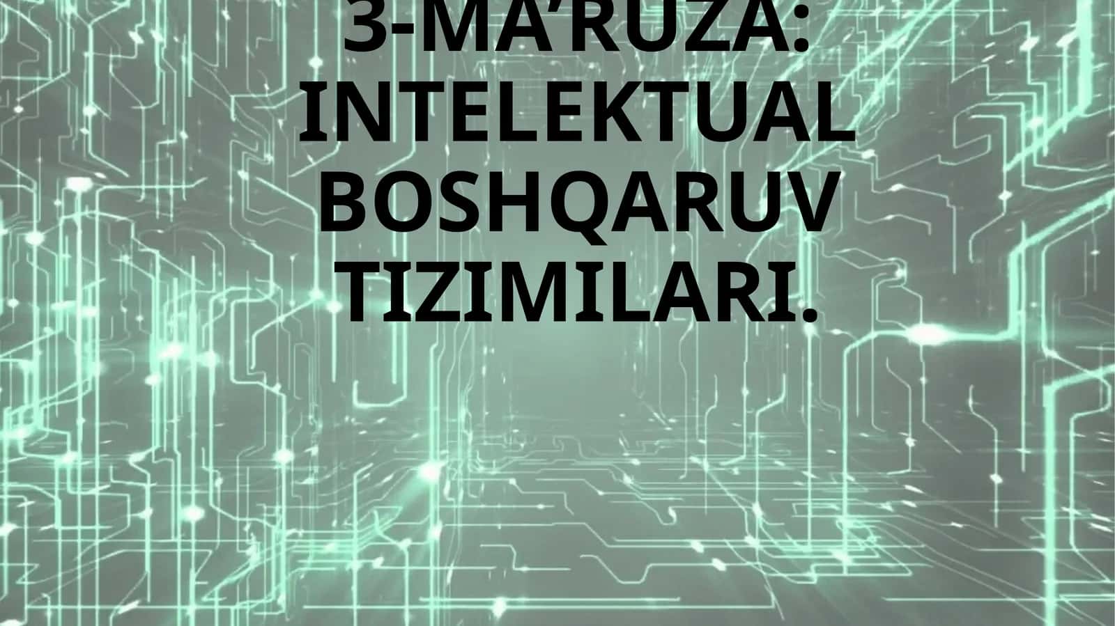 INTELEKTUAL BOSHQARUV TIZIMILARI 1