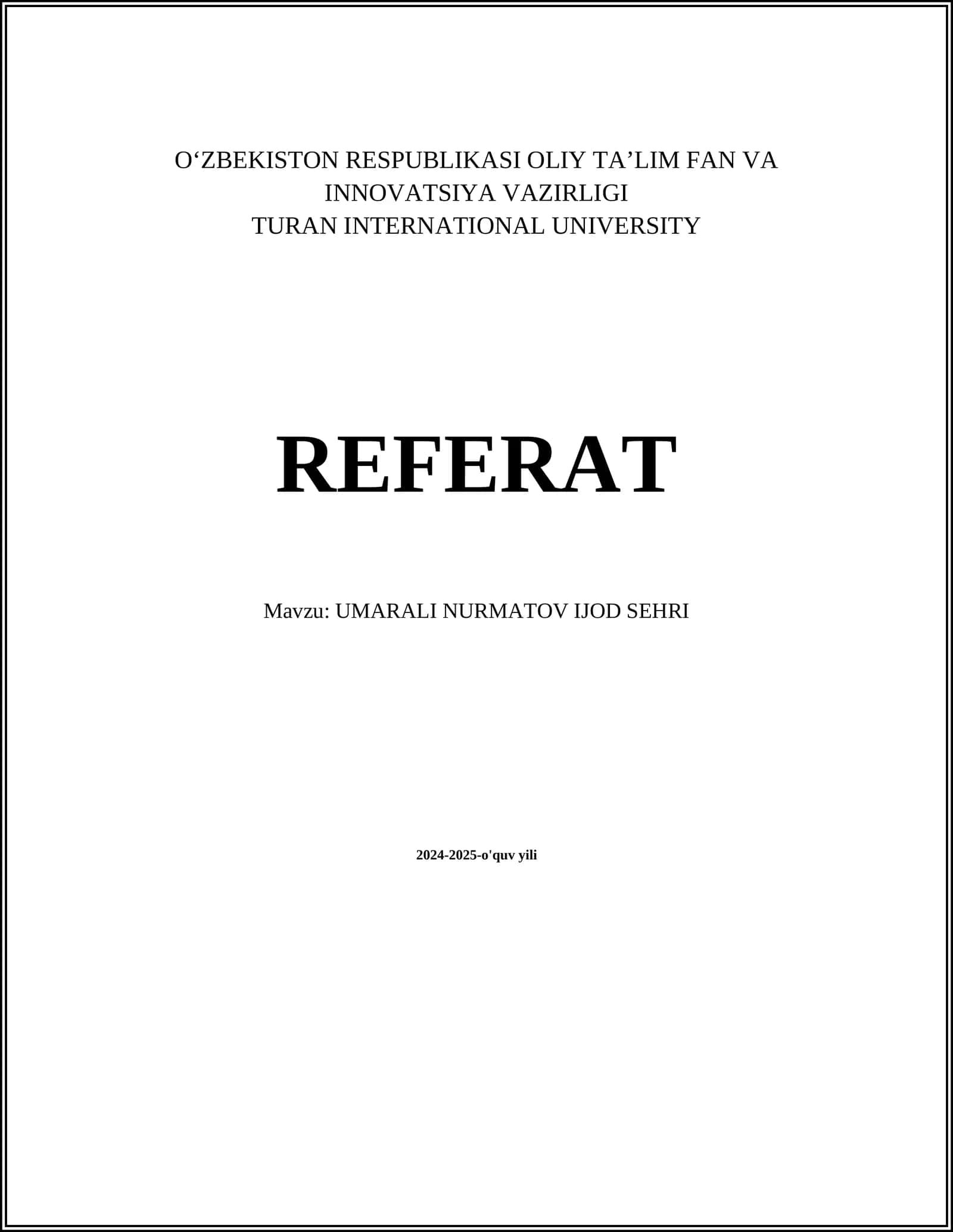 UMARALI NURMATOV IJOD SEHRI 1
