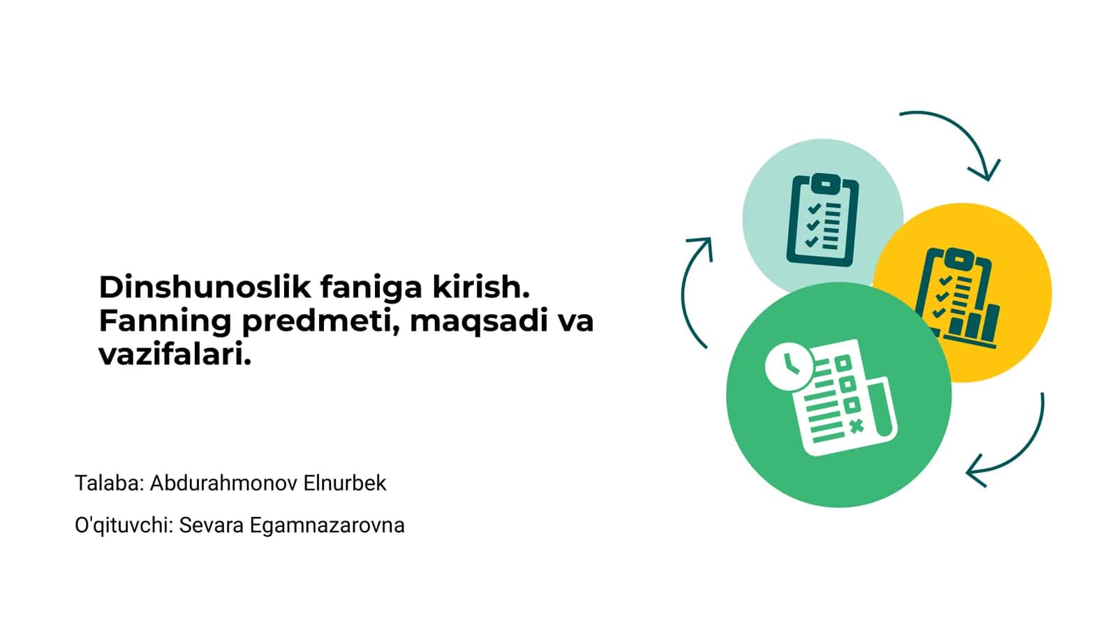 Dinshunoslik faniga kirish 1