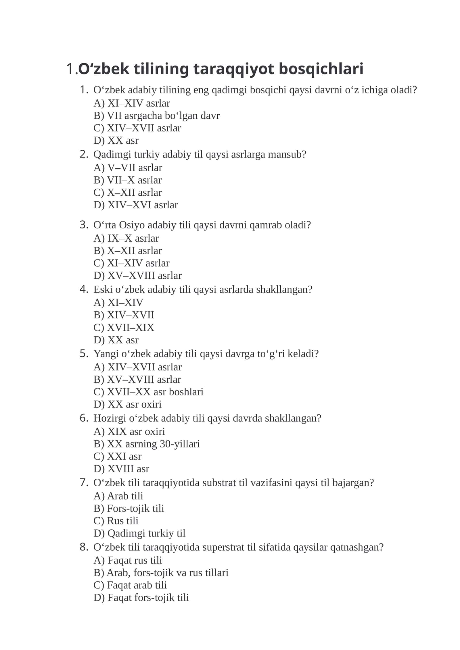 O‘zbek tilining taraqqiyot bosqichlari 1
