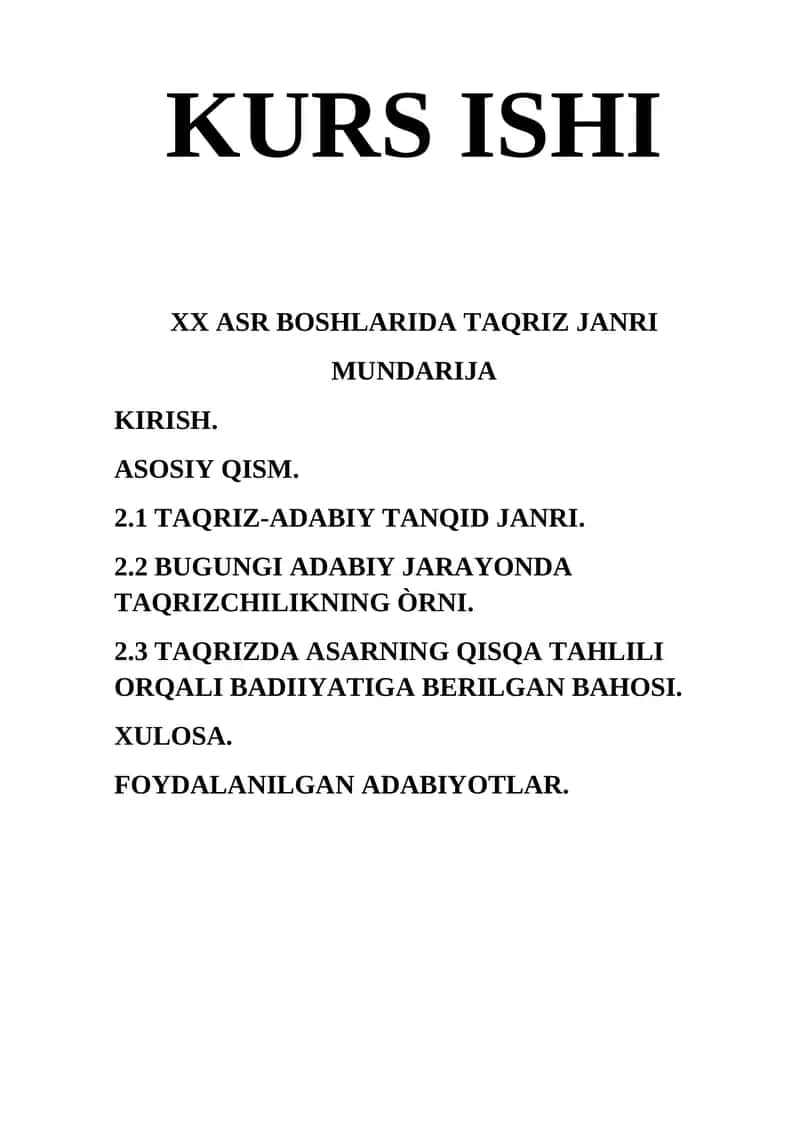 XX ASR BOSHLARIDA TAQRIZ JANRI 1