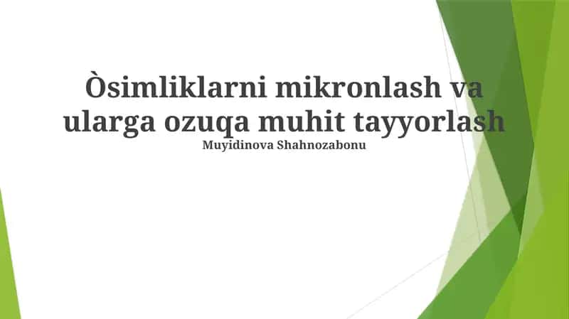 O'simliklarni Mikronlashtirish 1