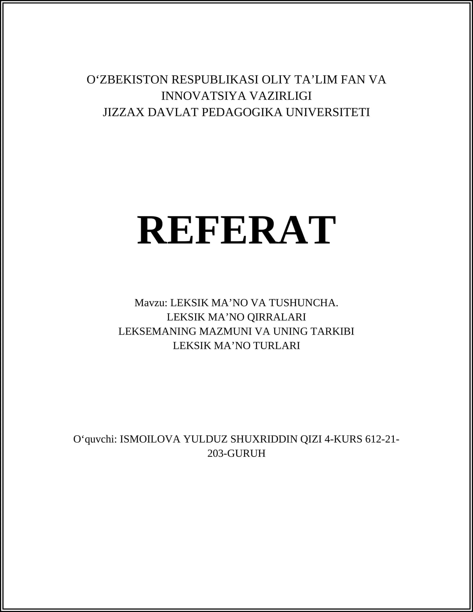LEKSIK MAʼNO VA TUSHUNCHA 1
