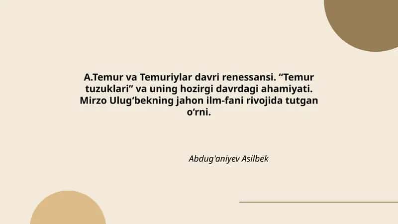Temur va Temuriylar davri renessansi 1