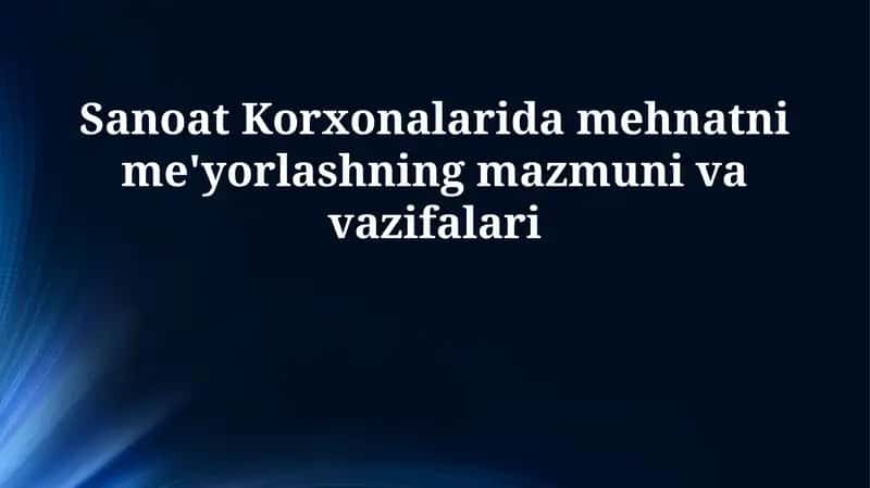 Mehnatni me'yorlash 1