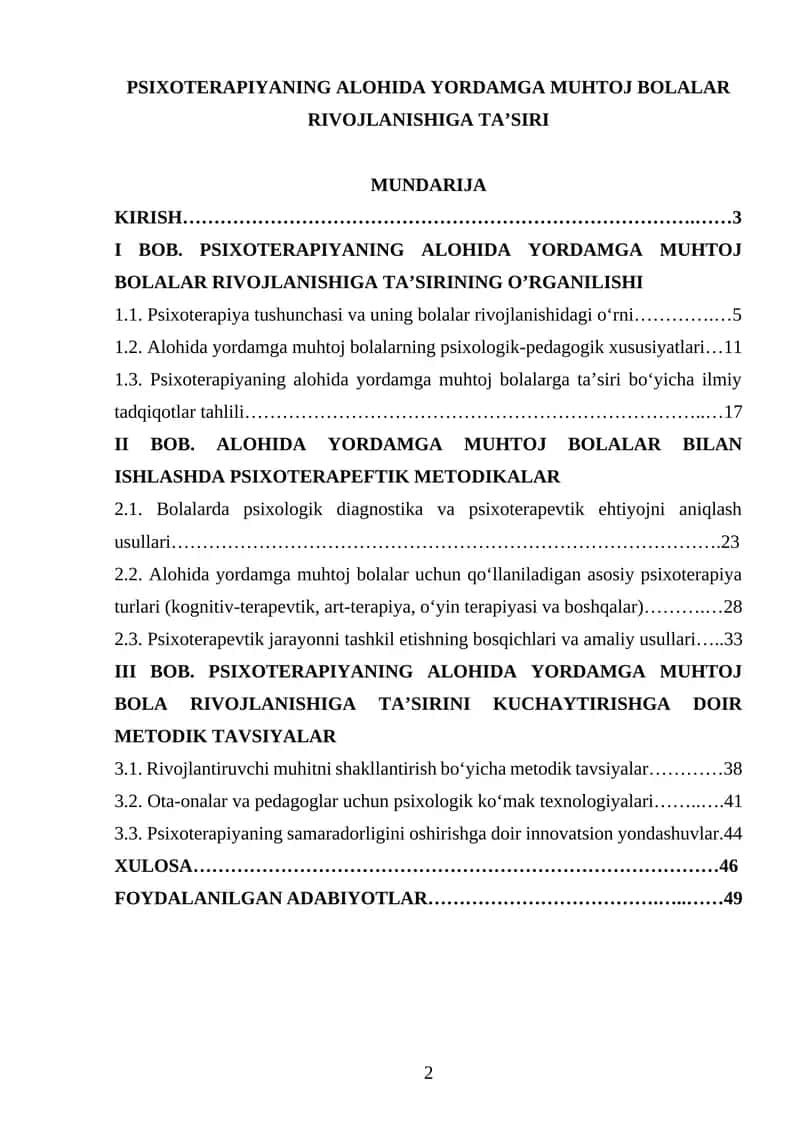PSIXOTERAPIYANING ALOHIDA YORDAMGA MUHTOJ BOLALAR RIVOJLANISHIGA TA’SIRI 1
