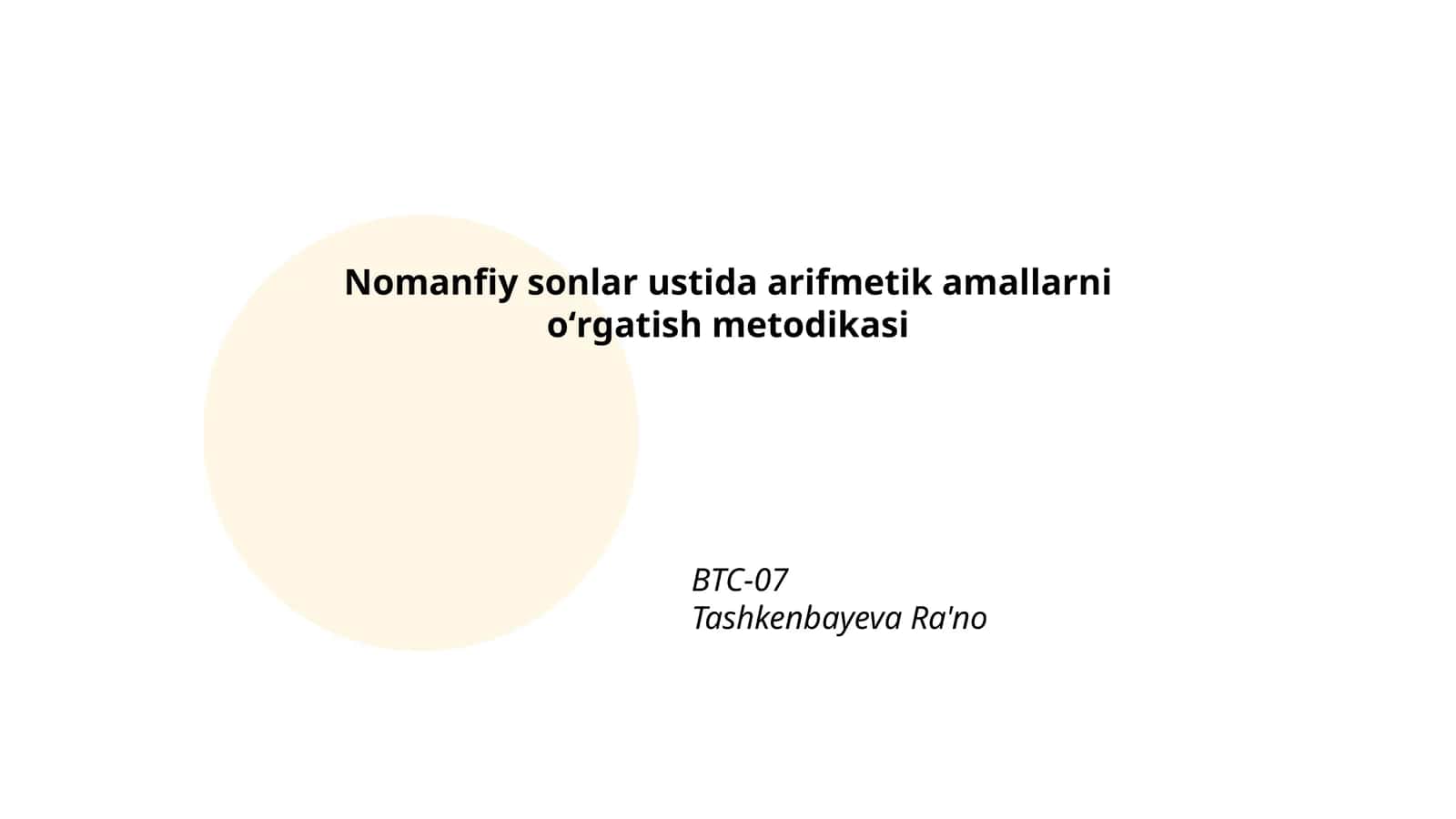 Nomanfiy sonlar ustida arifmetik amallarni oʻrgatish metodikasi 1