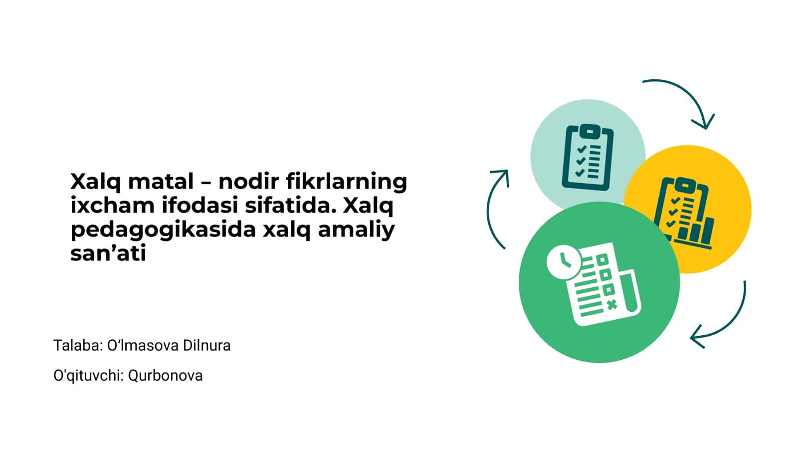 Xalq matallari – og‘zaki ijod namunasi 1
