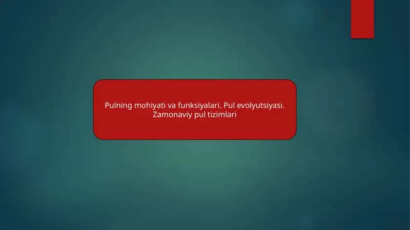 Pulning mohiyati va funksiyalari 1