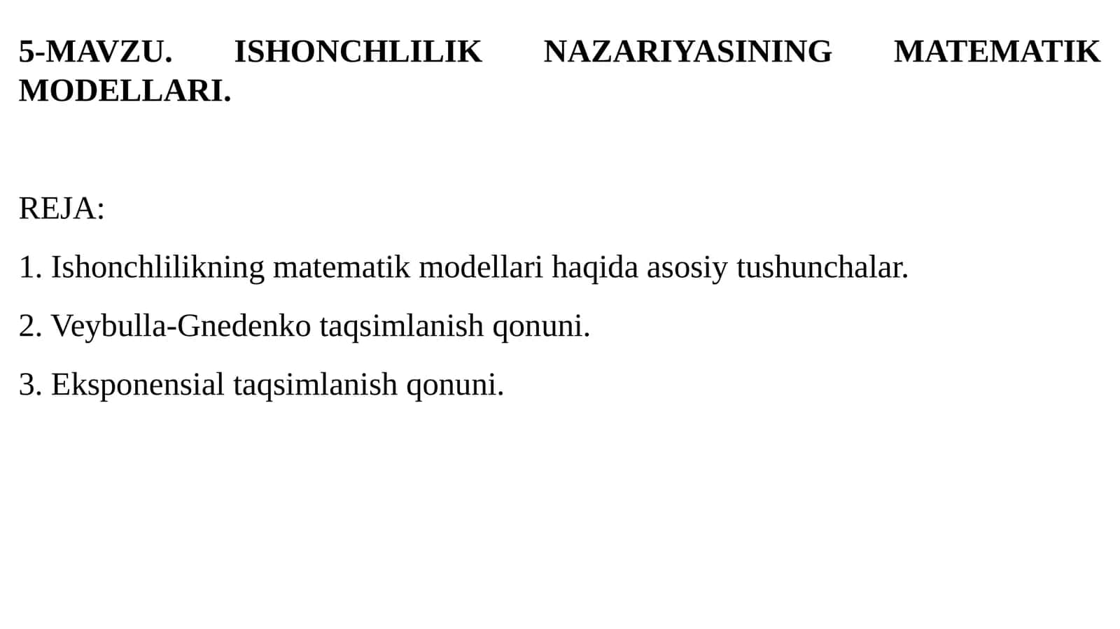 ISHONCHLILIK NAZARIYASINING MATEMATIK MODELLARI 1