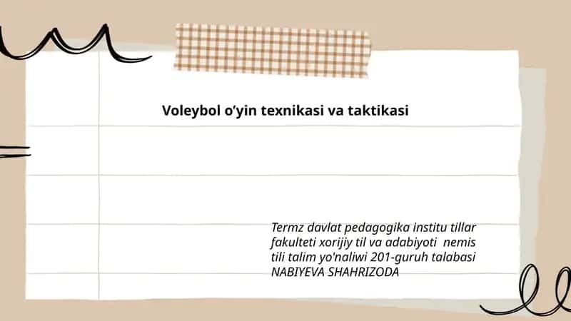 Voleybol o’yin texnikasi va taktikasi 1