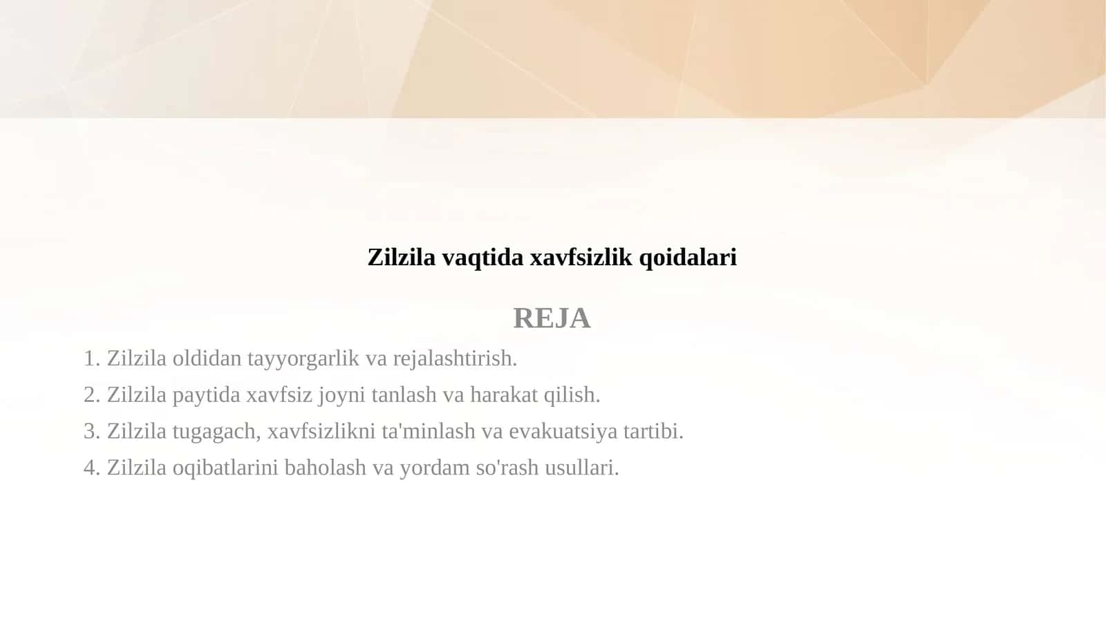 Zilzila vaqtida xavfsizlik qoidalari 1