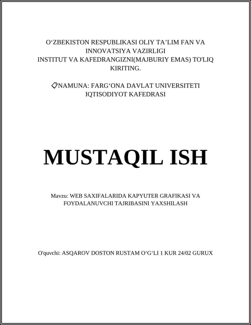 WEB SAXIFALARIDA KAPYUTER GRAFIKASI VA FOYDALANUVCHI TAJRIBASINI YAXSHILASH 1