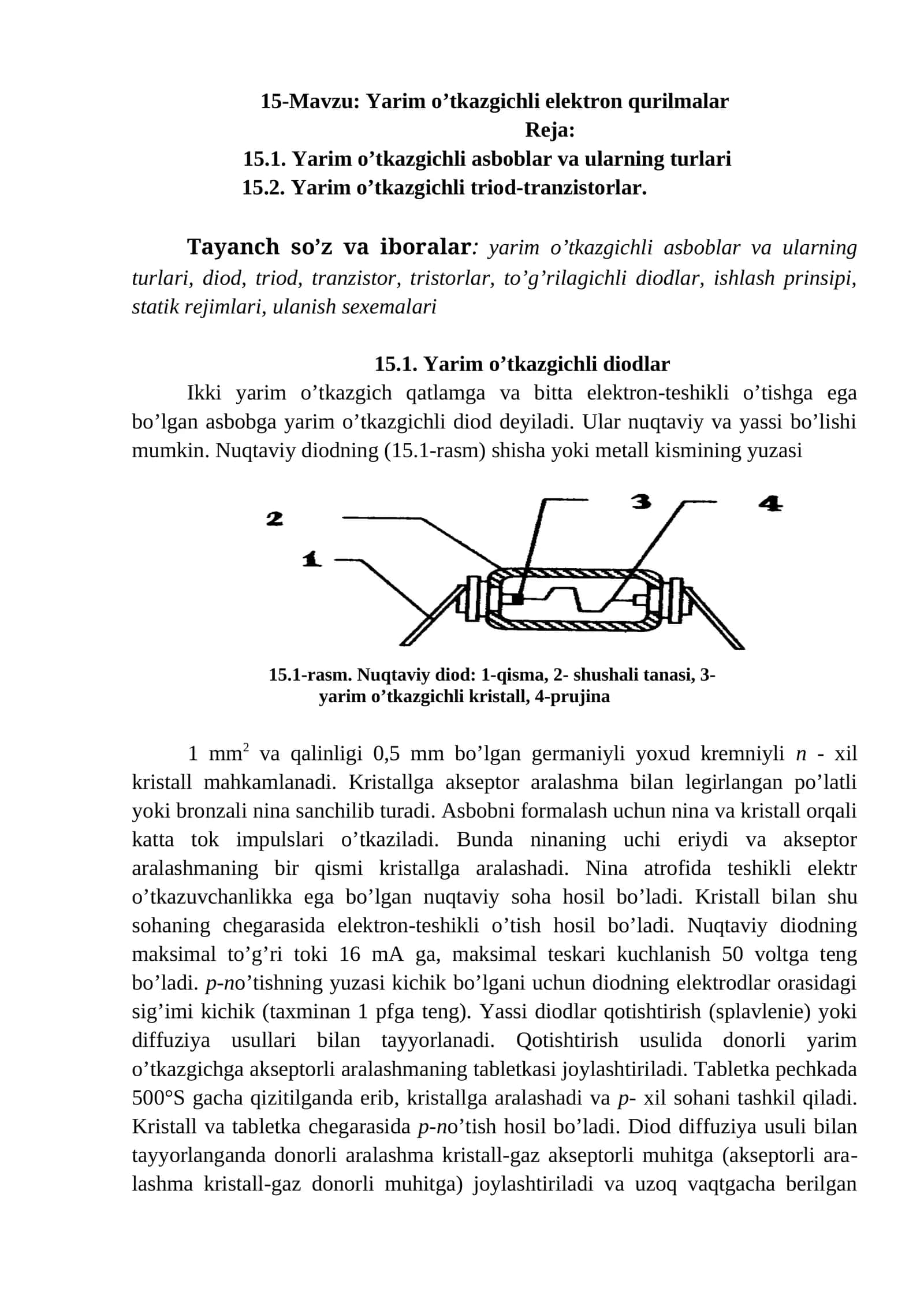 Yarim o’tkazgichli elektron qurilmalar 1