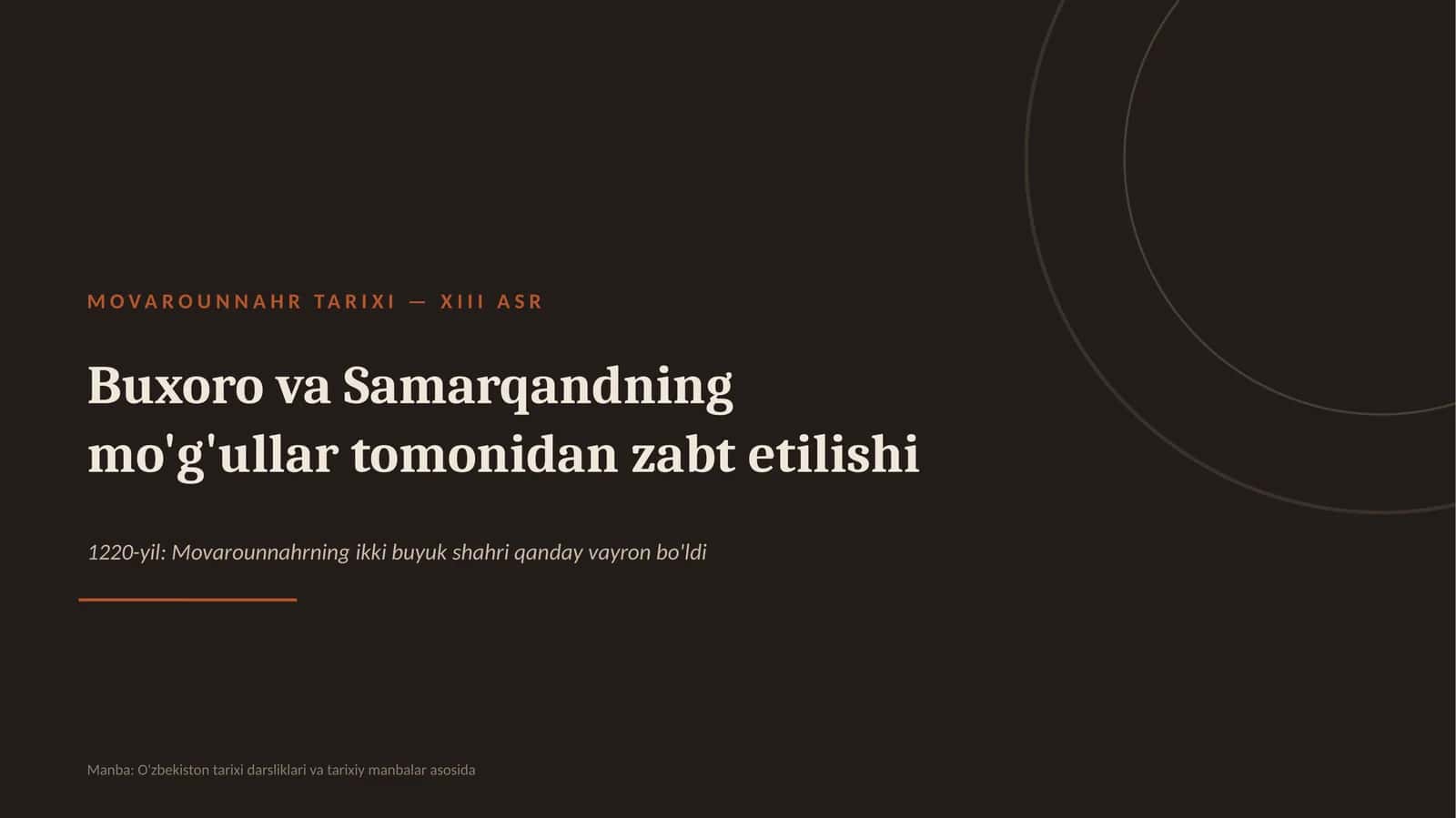 MOVAROUNNAHR TARIXI — XIII ASR 1