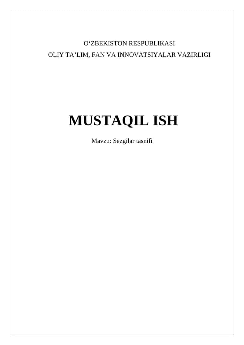 Sezgilar tasnifi 1