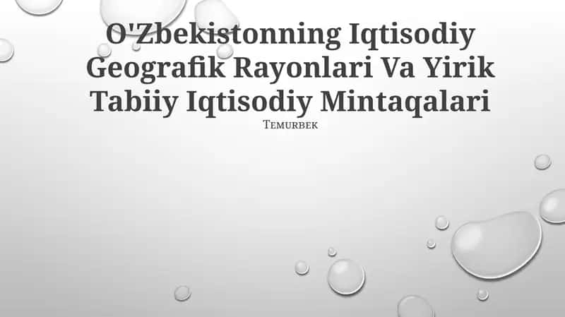 O'Zbekistonning Iqtisodiy Geografik Rayonlari Va Yirik Tabiiy Iqtisodiy Mintaqalari 1