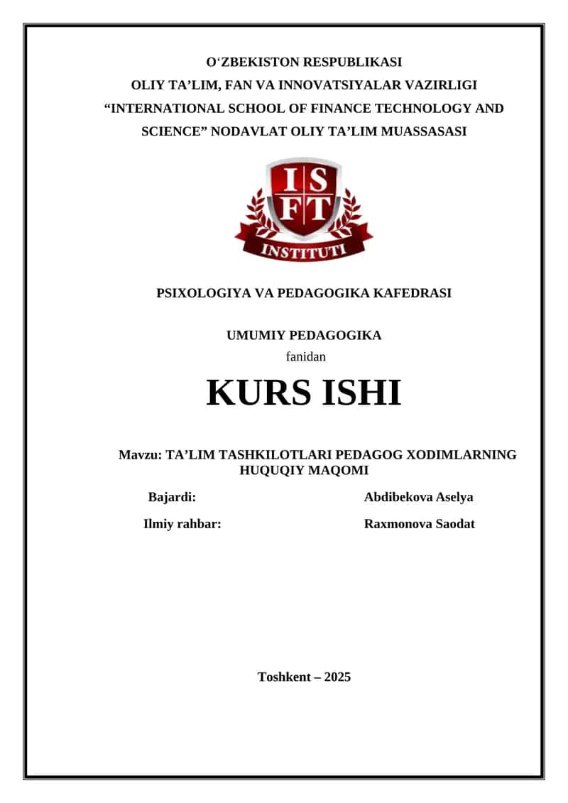 Pedagog xodimlarning huquqiy maqomi 1