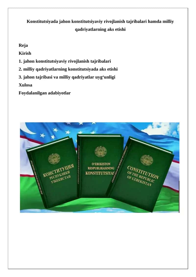Jahon konstitutsiyaviy rivojlanish tajribalari 1