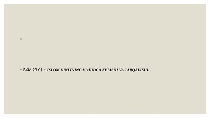 Islom dini tarixi va falsafasi 1