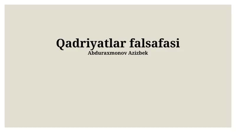 Qadriyatlar falsafasi 1