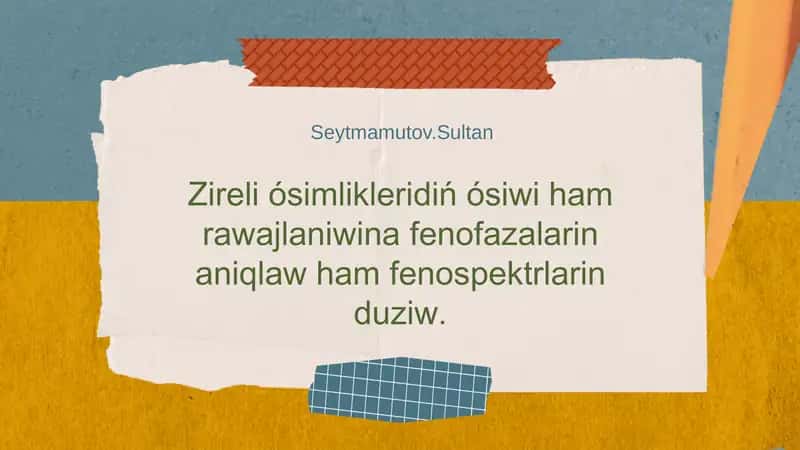 Ziralı ósimliklerdiń ósiwi hám rawajlanıwı 1